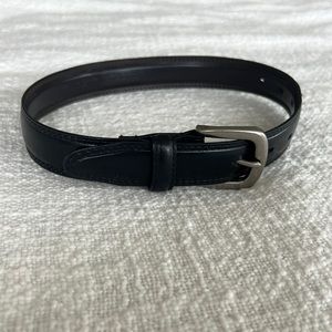 XS Black leather kids belt, black and silver belt, 27 inches long